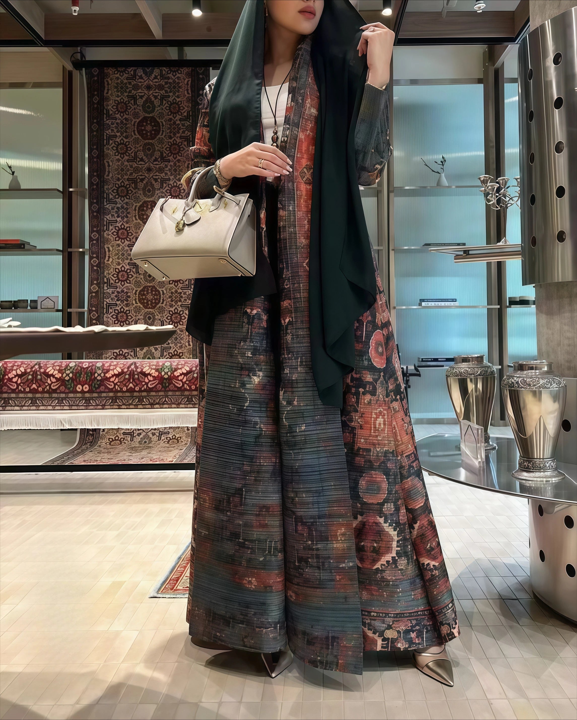Yasmin – Printed Pleated Abaya
