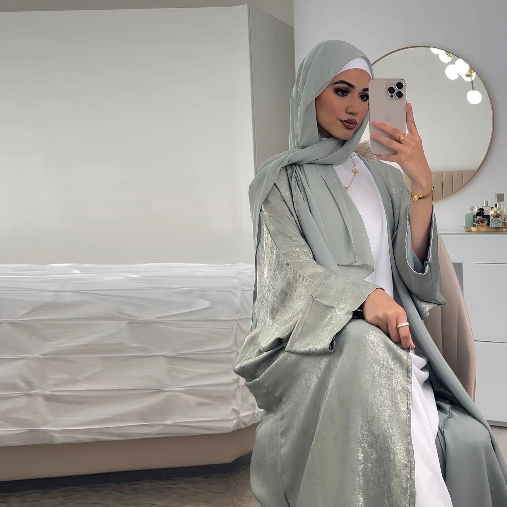 Lina - Satin Shiny Open Abaya