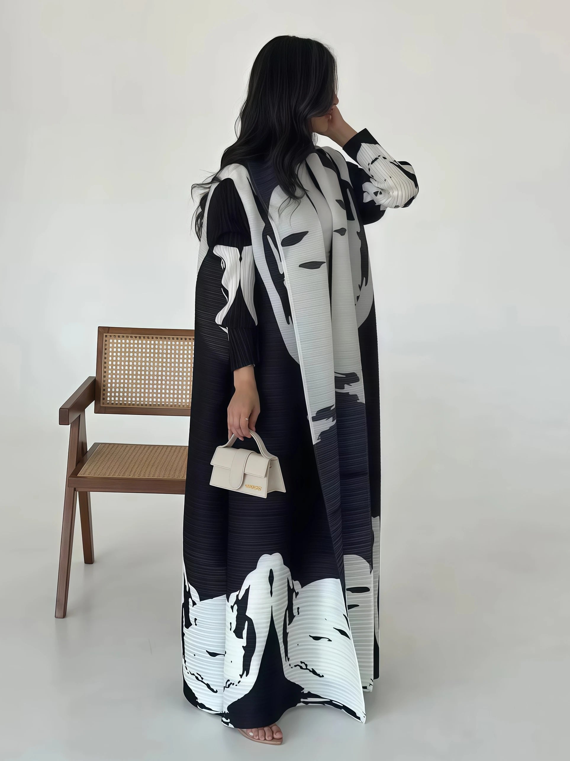 Yasmin – Printed Pleated Abaya